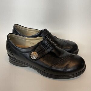 Finn Comfort Galway Women's 9,5 Black Leather Hook‎ Loop Oxford Shoes Size 7.5UK